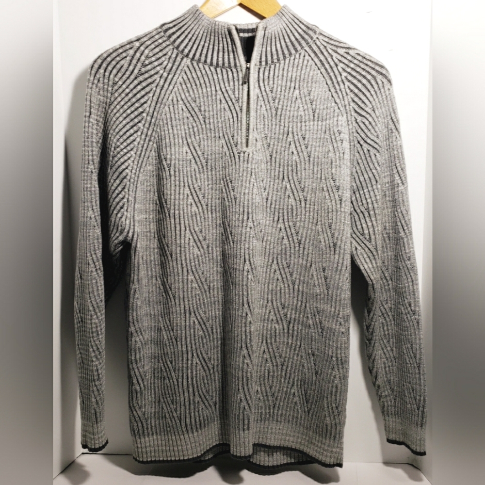 Tommy Bahama Gray 1/4-Zip Cable Knit Pullover Sweater Men's Size M